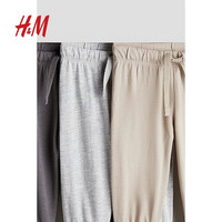 H&M童装男婴2024秋季0-6个月3件装慢跑裤1225008 浅米色/灰色 80/47