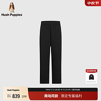 Hush Puppies【舒适弹力】暇步士女装2024秋季简约重磅阔腿弹力长裤 漆黑色 26