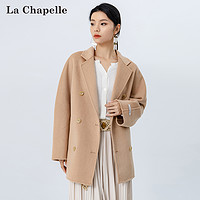 La Chapelle 黑色纯羊毛呢大衣女中长款双面2024秋冬季新款百搭高级感