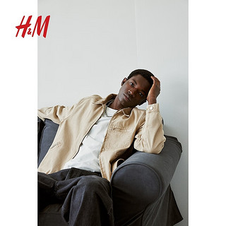 H&M2024秋男装女装时尚休闲标准版型灯芯绒领牛仔外套1234619 米色 175/100 M