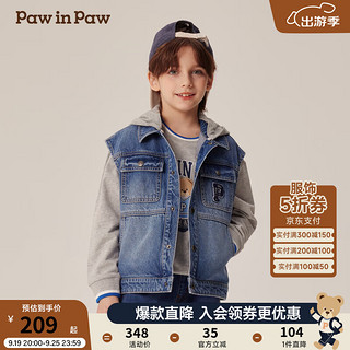 Paw in Paw PawinPaw卡通小熊童装2024年秋冬新款男童牛仔马甲 D/Indigo深牛仔蓝色/57 130cm