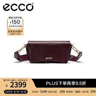 爱步（ECCO）单肩包女 24年秋季轻奢休闲简约通勤斜挎包  中号方包9107924 深酒红910792490395