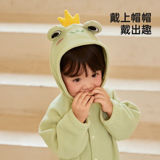威尔贝鲁（WELLBER）婴幼儿哈衣爬服宝宝秋冬2024保暖连体衣儿童新生儿外穿包屁衣 青蛙（连帽款） 80cm