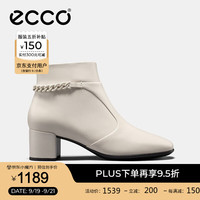 爱步（ECCO）靴子女 百搭切尔西靴粗跟时装靴高跟牛皮保暖女靴女鞋 型塑290933 米色29093301378 38