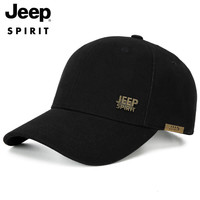 JEEP SPIRIT吉普帽子男春夏棒球帽女鸭舌帽运动帽百搭潮流防晒遮阳帽纯棉简约 A0152黑色 8526420F24