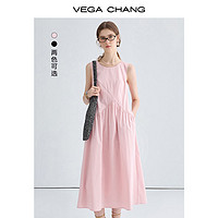 百亿补贴：VEGA CHANG 粉色连衣裙女2024年夏季新款显瘦气质减龄拼接背心长裙