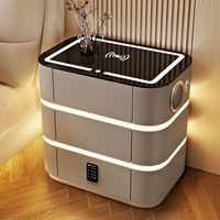 多邦森活 MULTI STATES智能床头柜带灯2024实木卧室轻奢高级感简约现代床边收纳柜 C4卡其灰(智能)+锁+灯+无线充电+音响 42.68x42.68x53.7cm