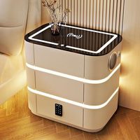 多邦森活  MULTI STATES智能床头柜带灯2024实木卧室轻奢高级感简约现代床边收纳柜 C4奶油白（智能）+锁+灯+无线充电+音响 42.68x42.68x56.42cm