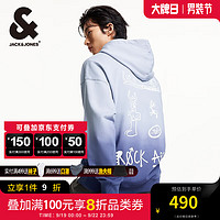 杰克·琼斯（JACK&JONES）秋季款男士卫衣连帽宽松字母刺绣渐变设计袋鼠兜上衣男224333030 薰衣草紫C39 薰衣草紫C39 190/108A/XXL