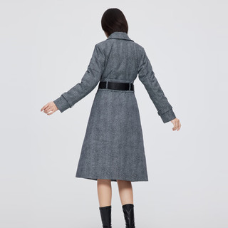 波司登（BOSIDENG）反季清仓奥莱羽绒服女商务轻薄长款过膝西装领鹅绒外套 黑白印画9500 160/84A