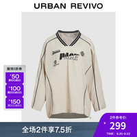 UR2024秋季新款女装学院风撞色印花超宽松罩衫衬衫UYV240023
