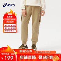 asics/亚瑟士童装冬季工装裤加绒加厚防风保暖长裤2024年冬季 207卡其色 130cm