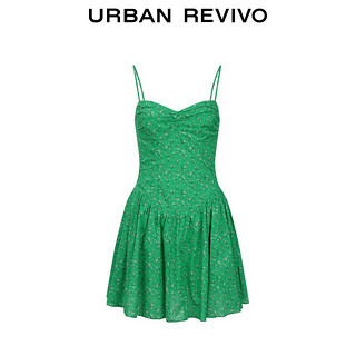 URBAN REVIVO UR2024夏季新款女装甜美小清新碎花修身吊带连衣裙UWL740054