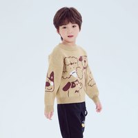 小猪班纳童装2024冬季儿童樽领上衣小童男童长袖衫幼童动物 浅卡其色 90cm