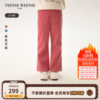 Teenie Weenie Kids小熊童装24秋冬新款女童刺绣灯芯绒微喇叭长裤