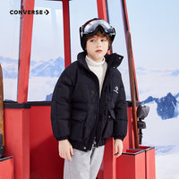 匡威（Converse）儿童装男女童短款保暖羽绒服中大童加厚外套 正黑色 150/72