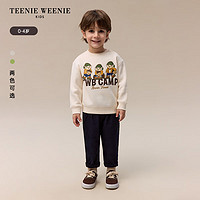 Teenie Weenie Kids小熊童装24秋冬新款男宝宝开肩扣套头加绒卫衣