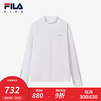 FILA 斐乐 童装儿童上衣2024秋季女中大童高尔夫运动长袖T恤 玉石白-WT 150cm