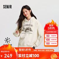 森马 Semir中国国家地理系列卫衣女图案2024加绒宽松冬装 浅花灰00232 170/92A/XL