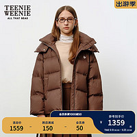 Teenie Weenie小熊2024年冬季零压云柔羽绒服旷野美拉德连帽短外套女装 棕色 170/L