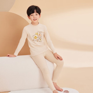 红豆儿童秋衣秋裤彩棉薄款男女中大童保暖内衣套装5A抗菌除螨棉毛衫套 6003中领 160cm