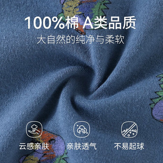 红豆儿童纯棉秋衣秋裤套装男女中大童秋冬低圆领保暖内衣A类棉毛衫套 H3M1011灰蓝恐龙 140cm