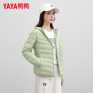 鸭鸭羽绒服鸭鸭（YAYA）羽绒服女2024冬季时尚轻薄连帽羽绒服休闲百搭女士短外套薄 豆绿色 175/96A(2XL)