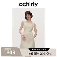 ochirly欧时力方领小香无袖针织连衣裙背心裙小黑裙24秋冬 米白 L