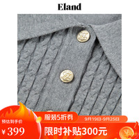 ELAND衣恋POLO衫女基础款百搭针织短袖舒适毛衣T恤 灰色(15)Grey XL/175