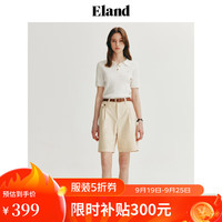 ELAND衣恋POLO衫女基础款百搭针织短袖舒适毛衣T恤 象牙白/白色(39)Ivory L/170