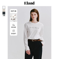 ELAND衣恋长袖T恤女圆领微宽松简约休闲舒适百搭上衣2024春秋款 浅卡其色(36)L/Beige S/160