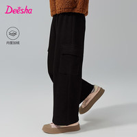 笛莎（DEESHA）童装女童加绒阔腿裤2024秋冬季新款小女孩基础款时尚洋气工装裤