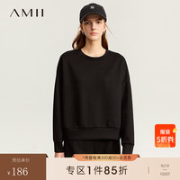 AMII2024秋莫比乌斯环绣花圆领空气层卫衣女宽松落肩袖12323195 黑色 155/80A/S