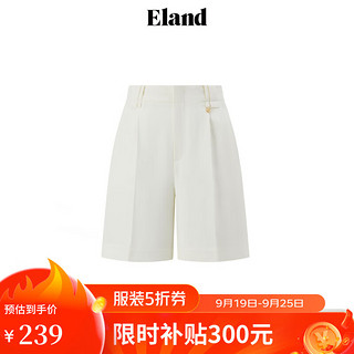 ELAND衣恋休闲裤女百搭风高腰透气西装短裤2024夏季 象牙白/白色(39)Ivory S/160