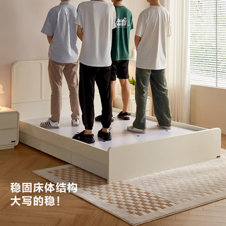 全友家居奶油风双人床小户型抽屉储物收纳床1.5x2米次卧单人床600675 奶油白1.2+床抽3+床头柜2+K床垫
