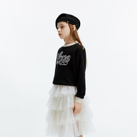 little MO&Co.little moco童装24秋装女童圆领针织羊毛混纺毛衣KBD3SWTT01 黑色 110/56