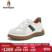 暇步士（Hush Puppies）板鞋女士运动休闲厚底百搭德训鞋51K31CM4 绿色 37