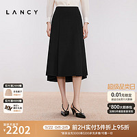 朗姿/LANCY2024秋不规则设计感高腰鱼尾A字中长通勤半身裙女 夜幕黑色 L