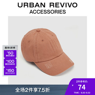 URBAN REVIVO 2024秋季男士美式复古磨破棒球帽UAMA40117 红棕 F