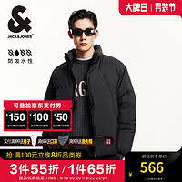 杰克·琼斯（JACK&JONES）男装秋冬时尚百搭宽松防泼水轻暖鸭绒立领羽绒服男短款面包服 E40 黑色 175/96A/M