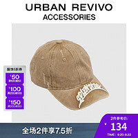 URBAN REVIVO 2024秋冬女士街潮字母刺绣棒球帽UAYA40034 卡其 F