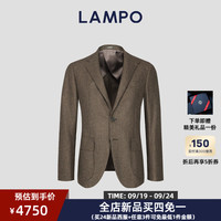 蓝豹(LAMPO)【24AW】秋冬旷野美拉德羊毛花呢西服外套猎装款男士高端西装 深米格纹 54