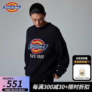 dickies大logo贴布绣休闲圆领毛圈美式卫衣 宽松百搭 男女卫衣 DK0A87F1 黑色 XL