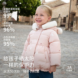 戴维贝拉（DAVE＆BELLA）儿童羽绒服连帽女宝宝上衣2024冬季女童外套小童外衣幼儿衣服 粉色 80cm（身高73-80cm）