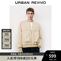 UR2024秋冬男装潮流休闲飞行员廓形拉链羽绒服UMV130002 卡其 S