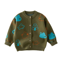 棉花堂男童针织开衫2024秋冬宝宝秋装外套毛衣外搭上衣童装 绿色 120/60