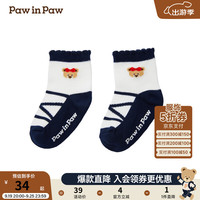 PawinPaw卡通小熊童装2024年秋冬女童女宝中筒袜子舒适透气 Navy藏青色/59 014