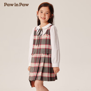 PawinPaw卡通小熊童装2024年秋冬新款女童梭织连衣裙 Grey灰色/15 130cm