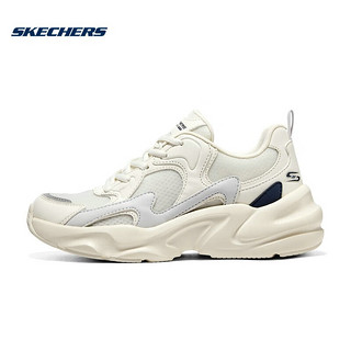 今日必买：SKECHERS 斯凯奇 踏浪丨女子老爹鞋2024年秋季新款透气小白鞋浪花白/NTMT（女款） 37