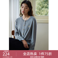 独束大码女装学院风撞色假两件针织衫女春装经典圆领学院风 城堡灰 4